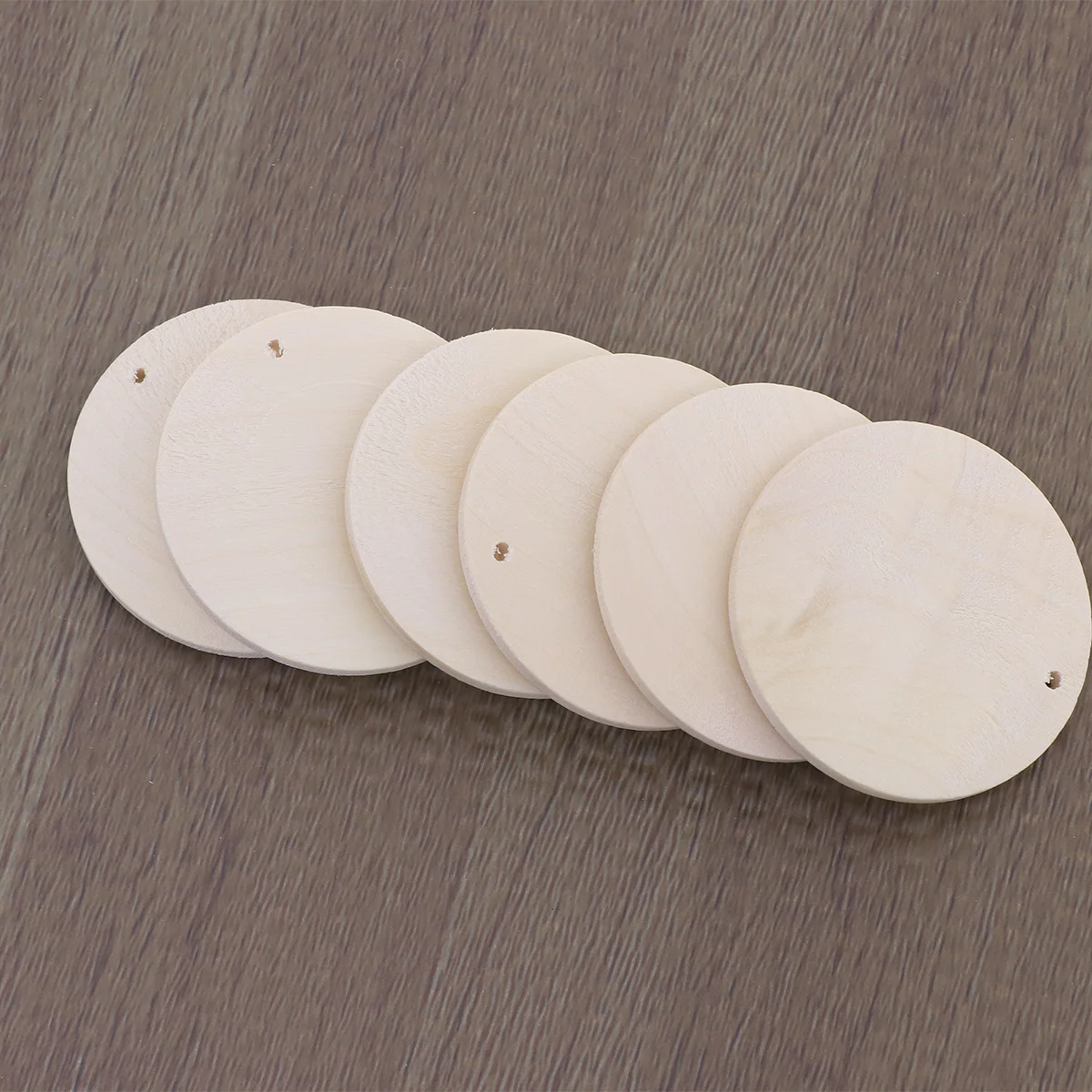 

50 Pcs Round Wood Pieces Smooth Finish Single Hole Craft Accessories for Scrapbooking Embellishments Wedding Projects