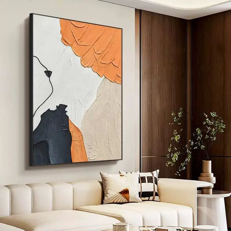 Modern Simplicity Abstract Orange Art Living Room Sofa Background Wall Mural High-End Bedroom Corridor Hand Drawn Oil Painting