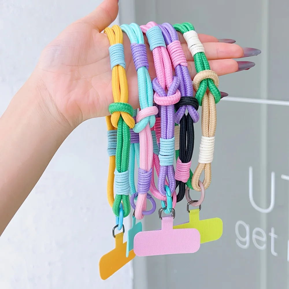 iNS كاندي العالمي الحبل شريط للرسغ ملحق الهاتف المحمول لونين اليد سحب حبل قصير قلادة الزخرفية للهواتف