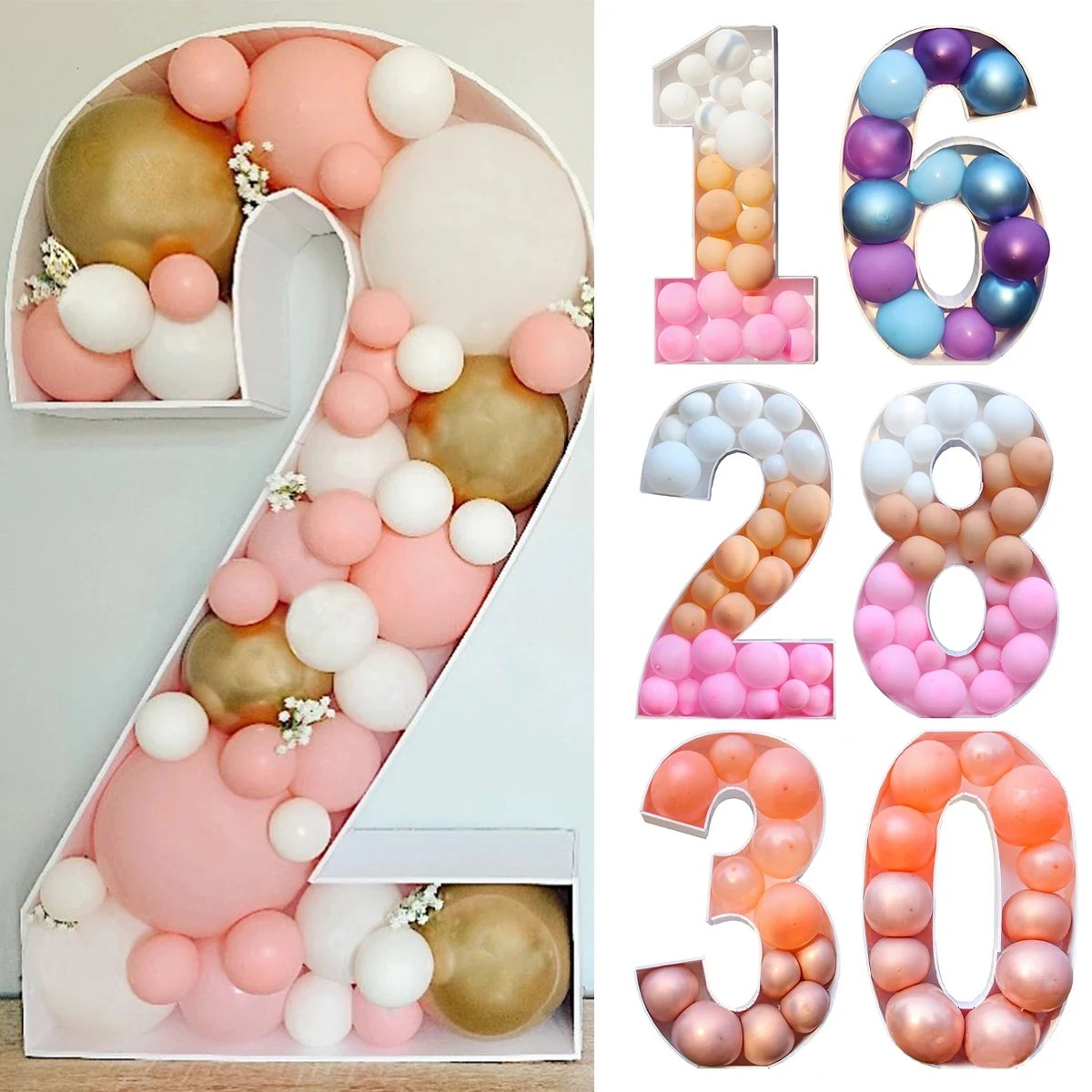 

Giant Birthday Figure Balloon Filling Box 1 one year 1st Birthday Boy Girl Anniversary Baby Shower Gender Reveal Baptism Decor