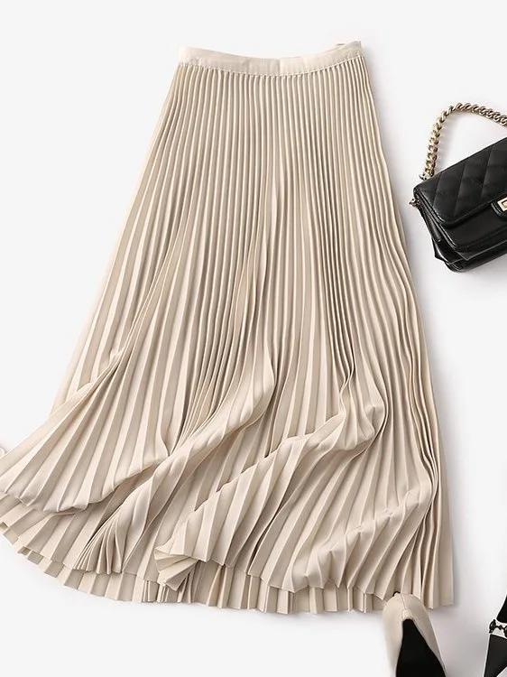 تنورة Faion عالية الخصر بطيات للسيدات Ci Commute تنورة كورية شبه الجسم مع عدم وجود شقوق