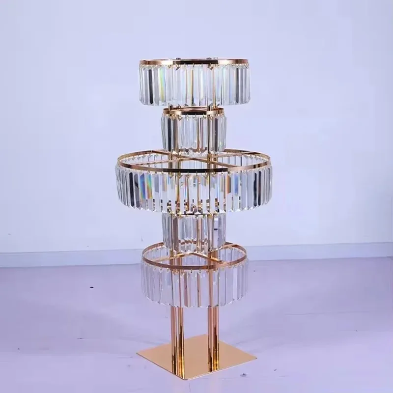 5-stufiger Acryl-Blumenständer für Hochzeiten, Goldene Tischvase als Dekoration für Hochzeit, Brautparty, Jubiläum, Moderner Luxus – Detail 1