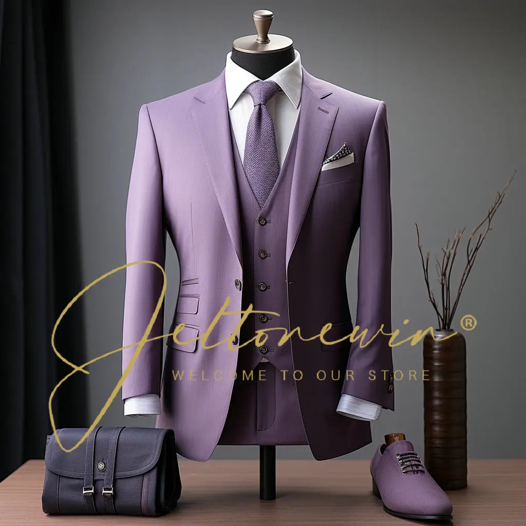 

(Blazers+Pants+vest) 3 Pieces Mens Suits 2 Buttons Wedding Suits for Men Groom Tuxedos Business Formal Suits Jackets