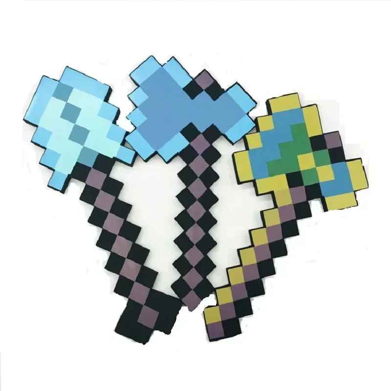 30~45cm Minecraft Schaumstoff-Schwert Blau Lila Grau Axt MC Schaufel Diamant-Hacke Gelbes Schwert Meine Welt EVA Spielzeug für Outdoor-Cosplay – Detail 3