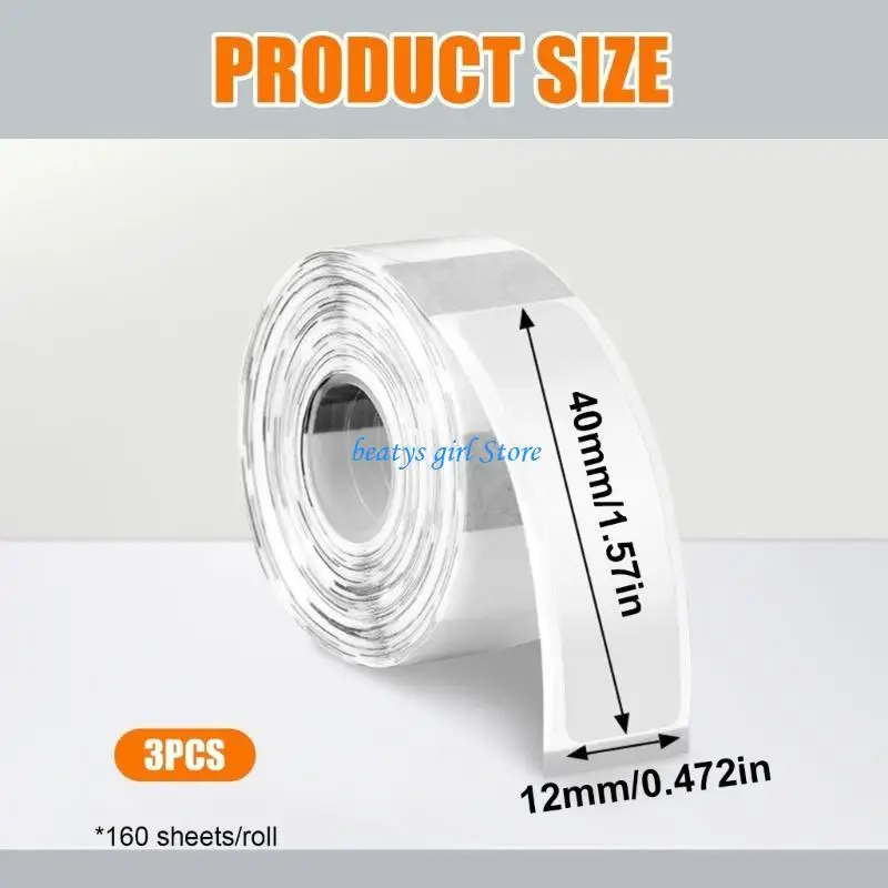 C7AB 480pcs etiqueta térmica retangular 12x40 mm Etiqueta transparente etiqueta adhesivas resistentes a las etiquetas adhesivas