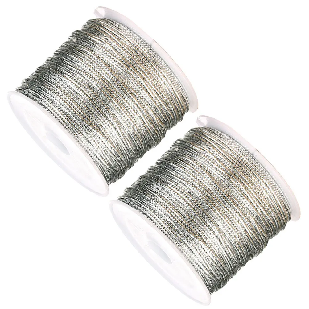 Elastic Metallic Cord for Gift Wrapping, Crafting, Jewelry Making, Beading, DIY Decor – 2 Rolls