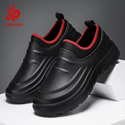 STRONGSHEN Men Kitchen Clogs Chef Shoes Waterproof Rain Boots Outdoor Comfortable Flat Oil-proof Non-Slip Work Fishing Shoes