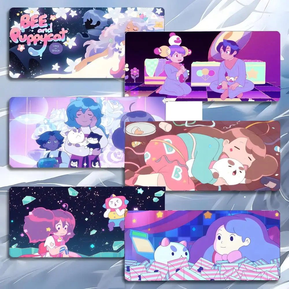 

Cute Cozy Cartoon B-Bee and PuppyCat Mouse Pad Mousepad Large Gaming LockEdge Thickened PC Table Desk Mat