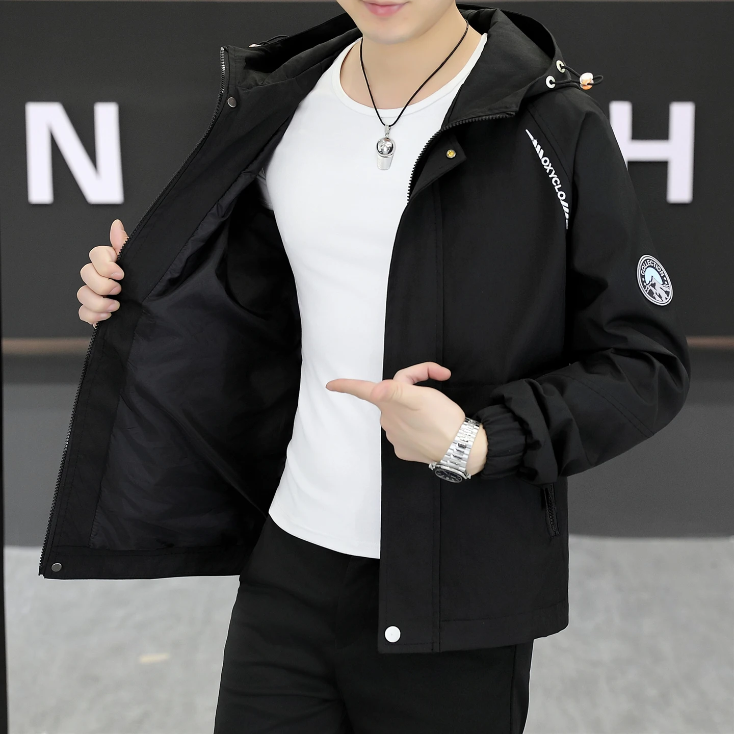 2025 Spring Autumn Men's Hooded Jacket Stylish Casual Versatile Handsome Korean Version High-End Feel Outerwear for Youth