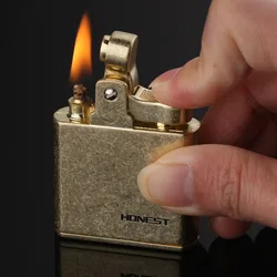 Genuine HONEST Kerosene Gasoline Oil Lighter Retro Old Style Metal One Button Press Knocking Machine Male Cigarette Smoking Gift