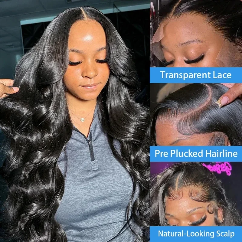 Body Wave 250 Density 5x5 Lace Closure Glueless Frontal Human Hair Wig 30 40 Inch Brazilian 13x6 HD Transparent Lace Front Wigs