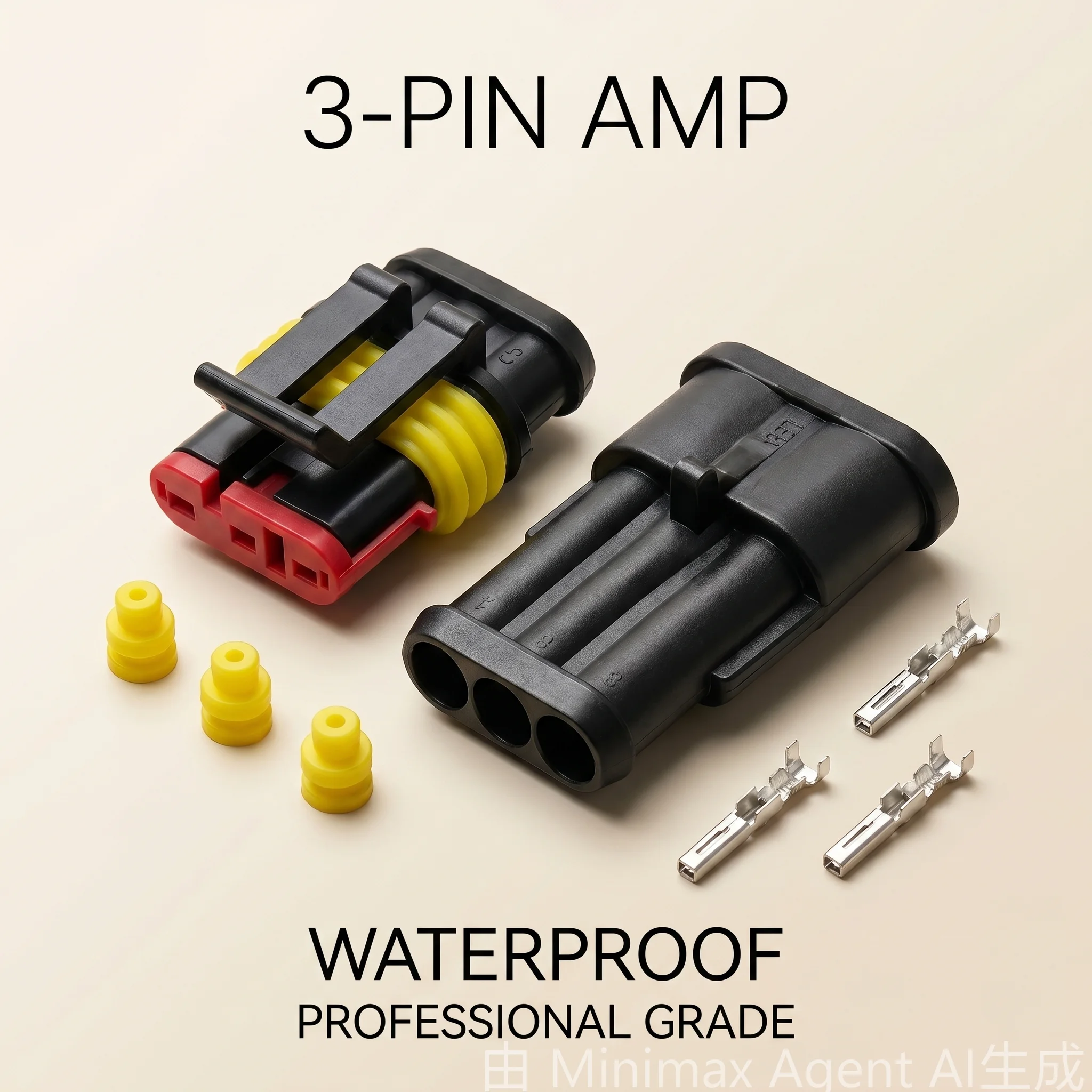 3 Pin AMP Automotive Connector Male Female 1.5 Series Waterproof Docking Terminal Plug Socket Set for Car Wire Harness