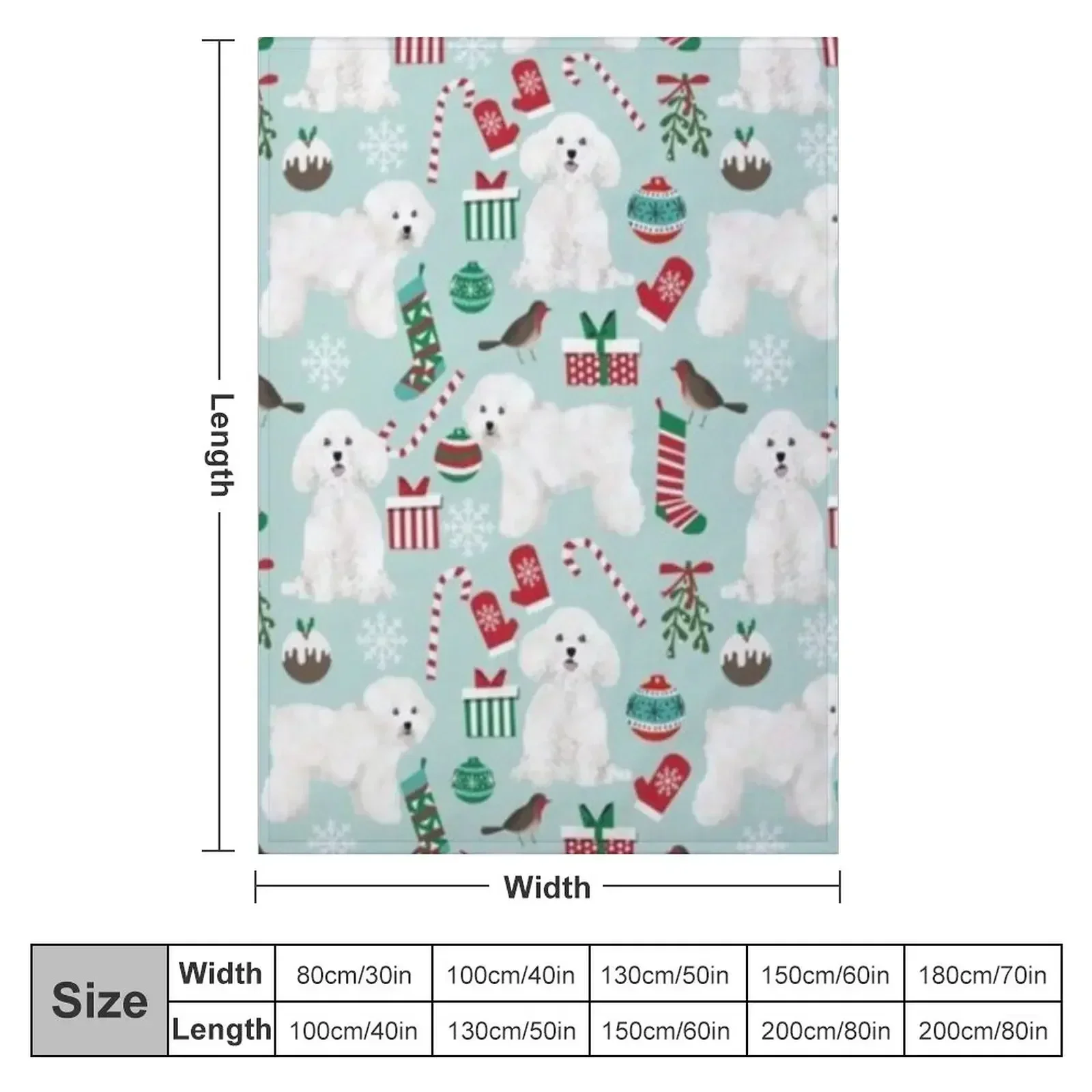 BICHON CHRISTMAS Throw Blanket couch cozy soft plush fuzzy picnic outdoor blanket
