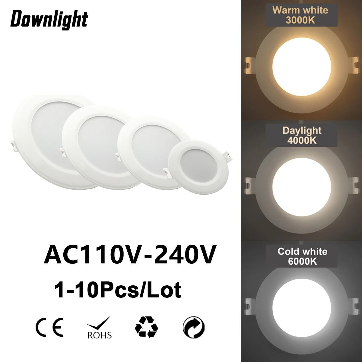 Led Downlight AC110V 220V Ceiling Light Spot Led Plafond Recessed Down Light Round 6W 10W 14W 24W Spotlight Indoor Lighting