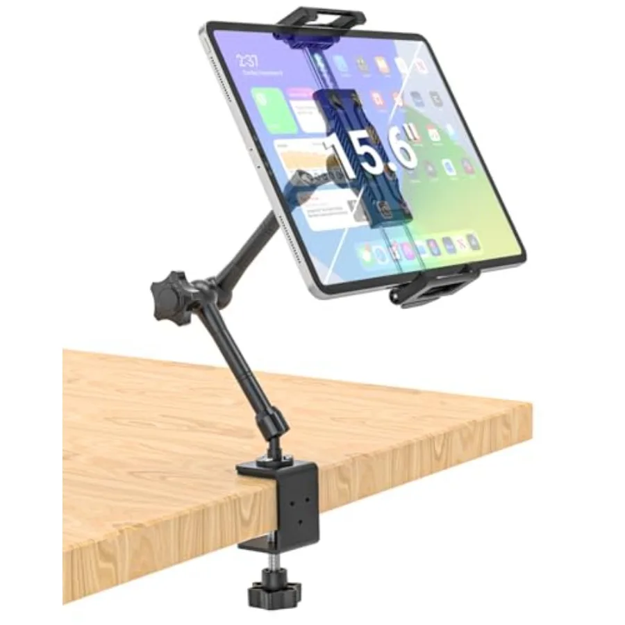 

Metal Kitchen Tablet Stand for 6.1-15.6 Devices Aluminum Long Arm Mount with 360 Rotation Compatible with iPad Pro/Air/Mini Gal