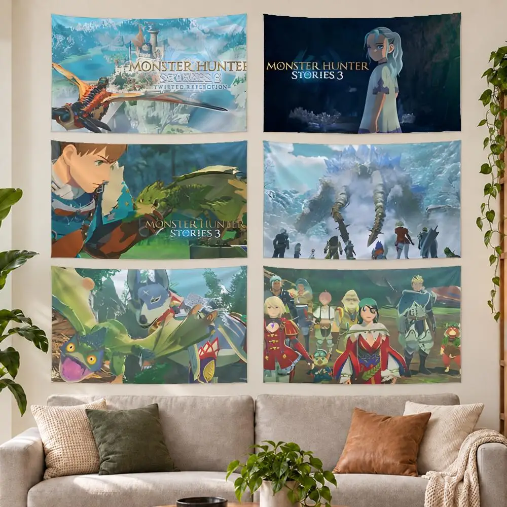 Monster Hunter Stories 3 Twisted Reflection Tapestry Outdoor Parties Bedrooms Living Rooms Dorm Rooms Wall Decor Banners Gifts