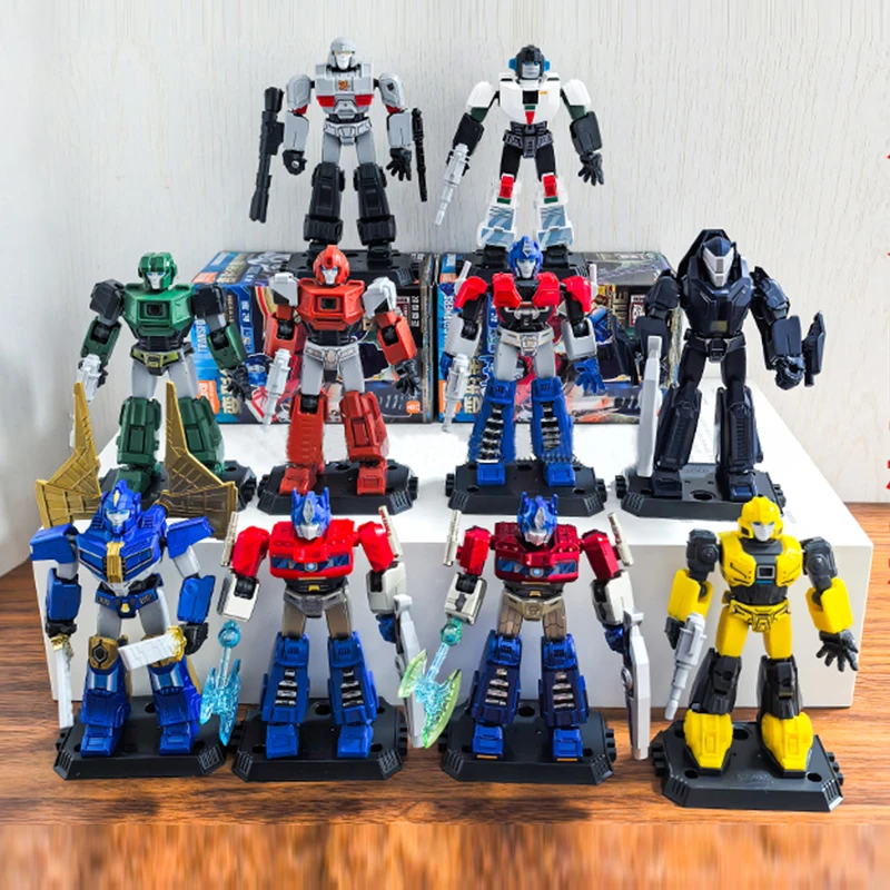 Blokees transformadores um anime filmes optimus prime bumblebee starscream soundwave shockwave dos desenhos animados anime robô montado brinquedo