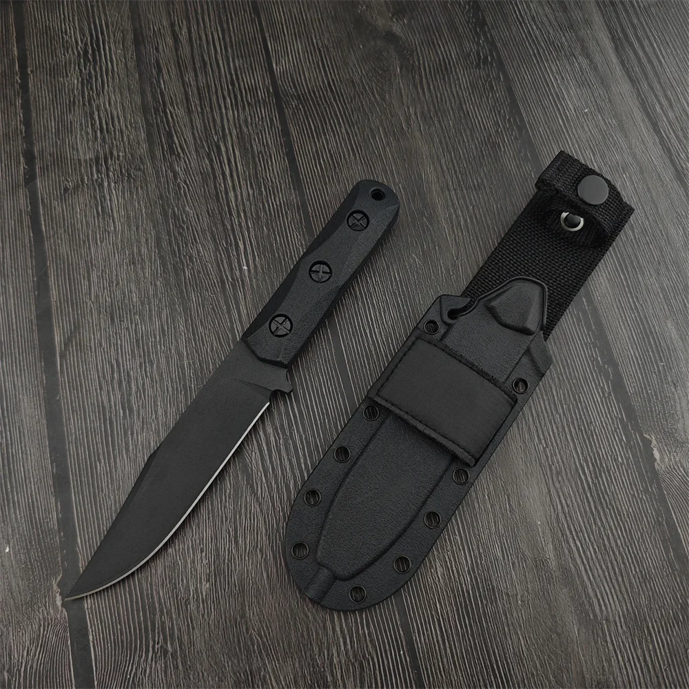 New EK50 Straight Knife 8Cr13Mov Fixed Blade Black Nylon Fiber with Sheath Outdoor Military Tactical Knives EDC Hunting Tool