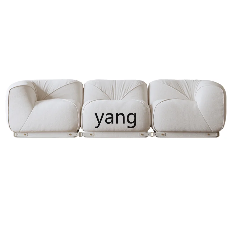 

Yjq Tofu Block Sofa Living Room Retro Style Module Combination Minimalist Cream Style Small Apartment Fabric Sofa