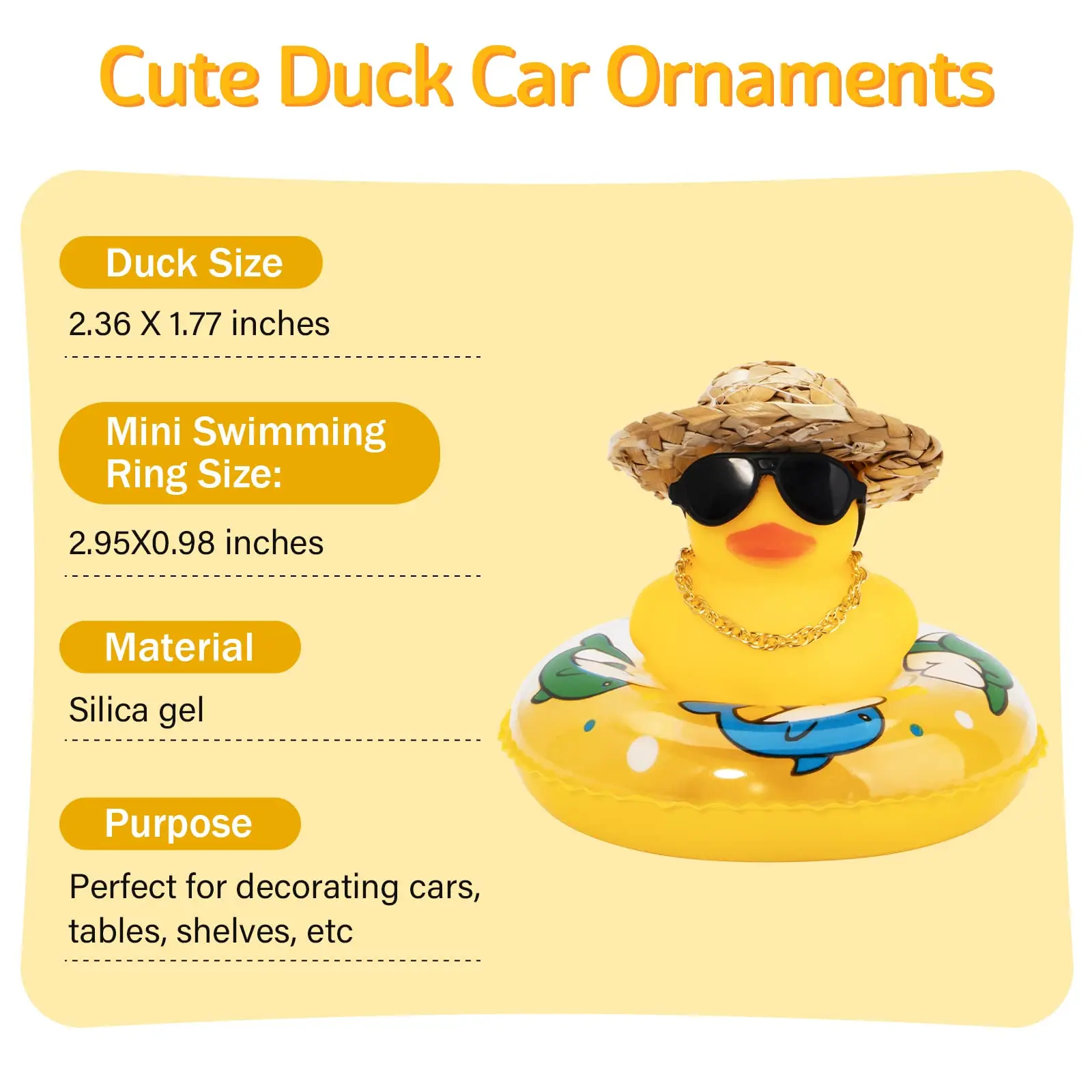 Car Duck Rubber Duck Car Ornaments Duck Car Dashboard Decorations With Swimming ring