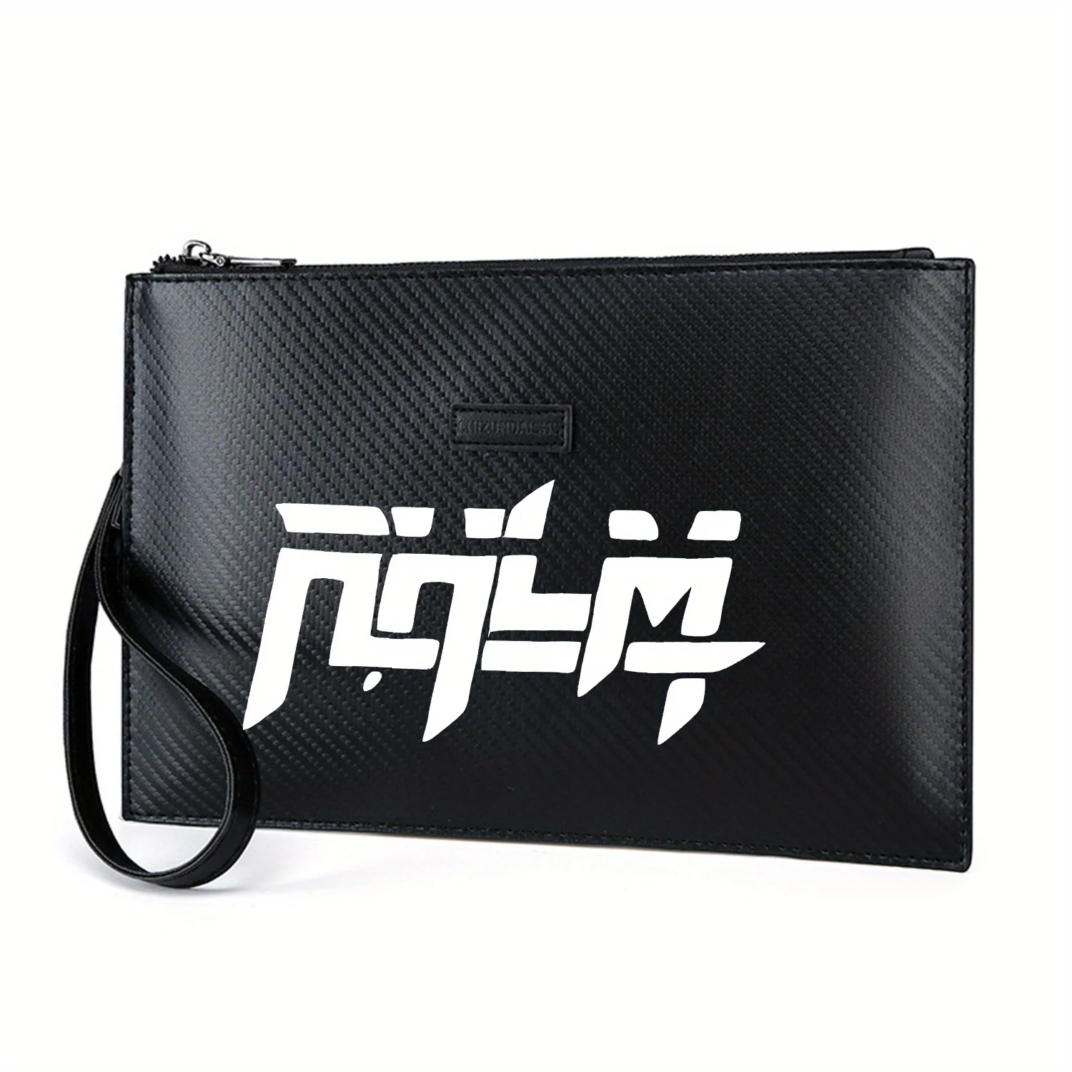 تصميم هندسي تجريدي بأشكال بيضاء جريئة أنيقة مطبوعة من البولي يوريثان حقيبة يد رجالية عصرية وعملية للحمل اليومي