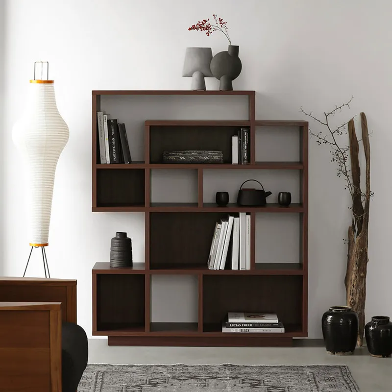 

Nordic Solid Wood Bookcase Simple Walnut Color Floor Bookcase Japanese Storage Cabinet Multi-layer Shelving Furniture WKBC