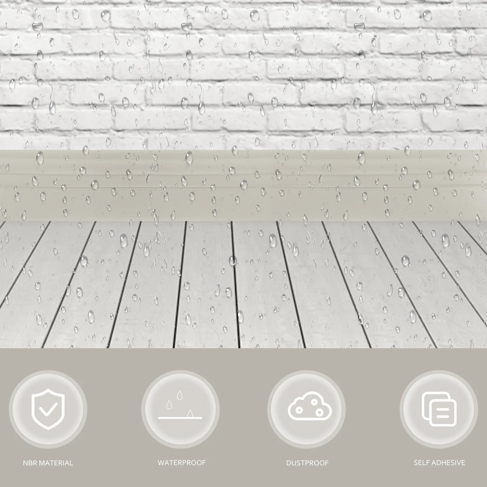 1 لفة 2 متر ذاتية اللصق اللوح تقليم مرنة Nbr المواد الغبار مقاوم للماء جدار صب للحمام المطبخ #1