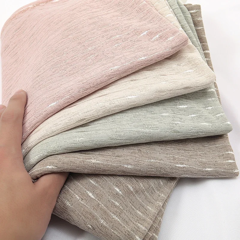 Plain Rasied Ribbed Jacquard Bubble Jersey Instant Hijab Shawl Wrap Stretchy Pleated Jersey Scarves Maxi Islam Turban Headscarf