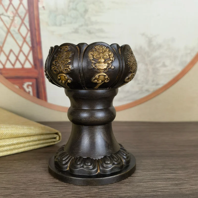 

Brass Eight Treasures Oil Lamp Ornament Retro Chinese Classical Home Oil Lamp Craft Gift Decoration