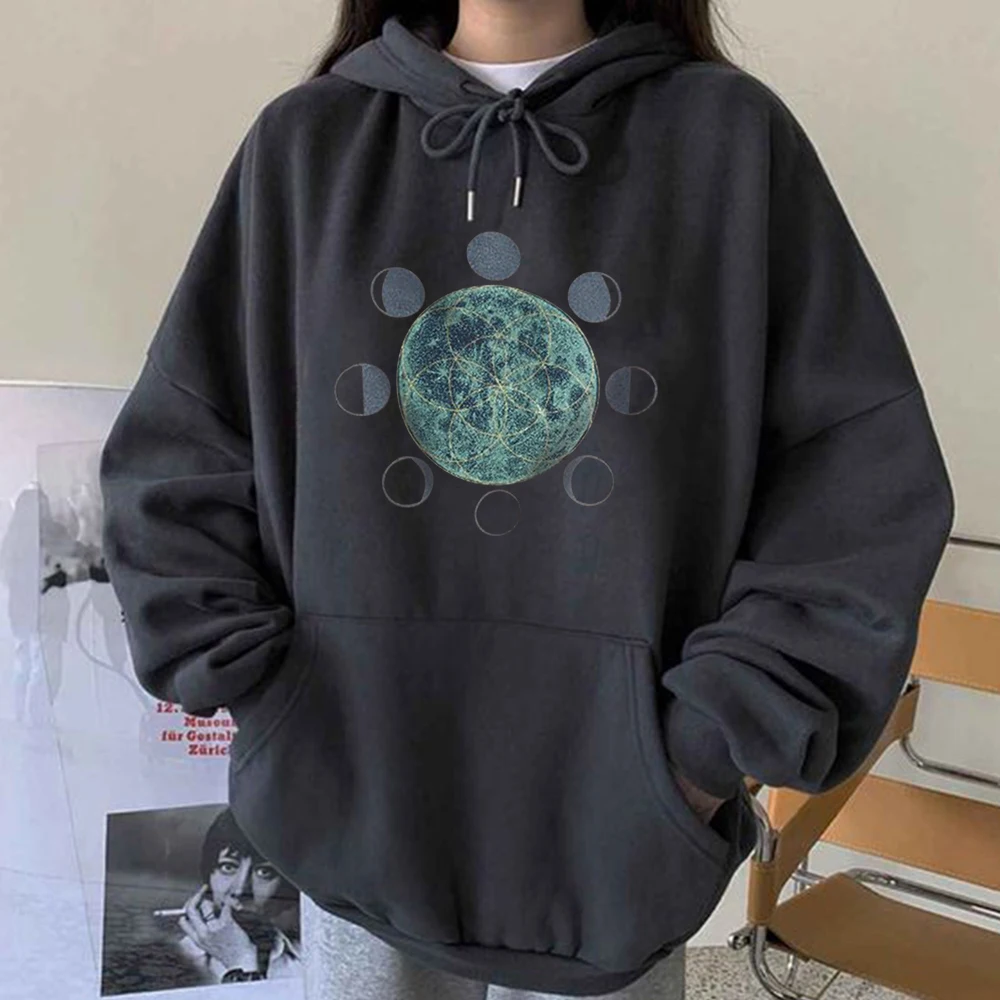 

Seeyoushy Vintage Women Graphic Hoodies Drop Shoulder Autumn Winter Loose Hoodie Hooded Pulloves Clothes Sudaderas Con Capucha