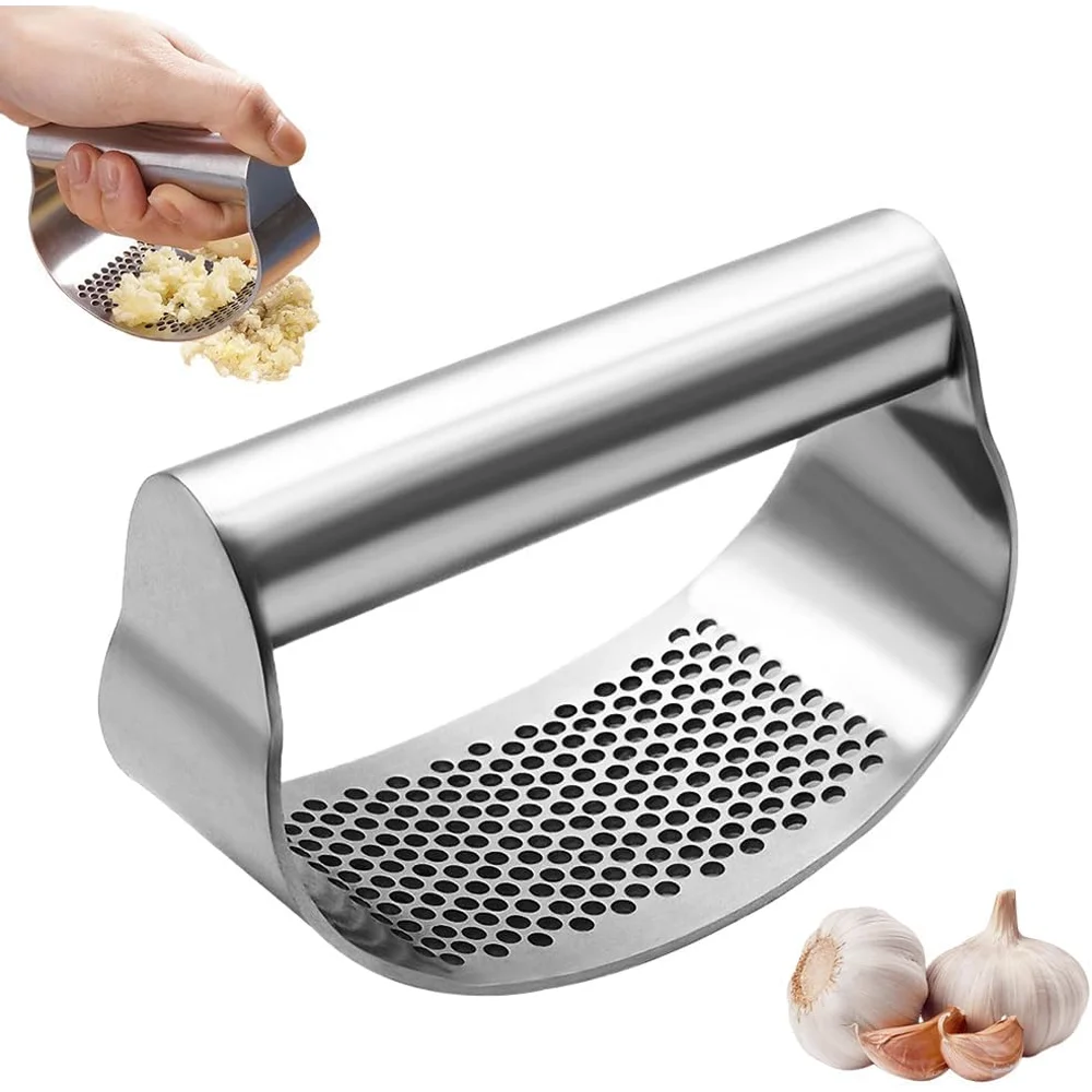 Garlic Press Rocker Heavy Duty Stainless Steel Garlic Crusher Press Rocker Garlic Mincer Crusher Kitchen Accessories for Home