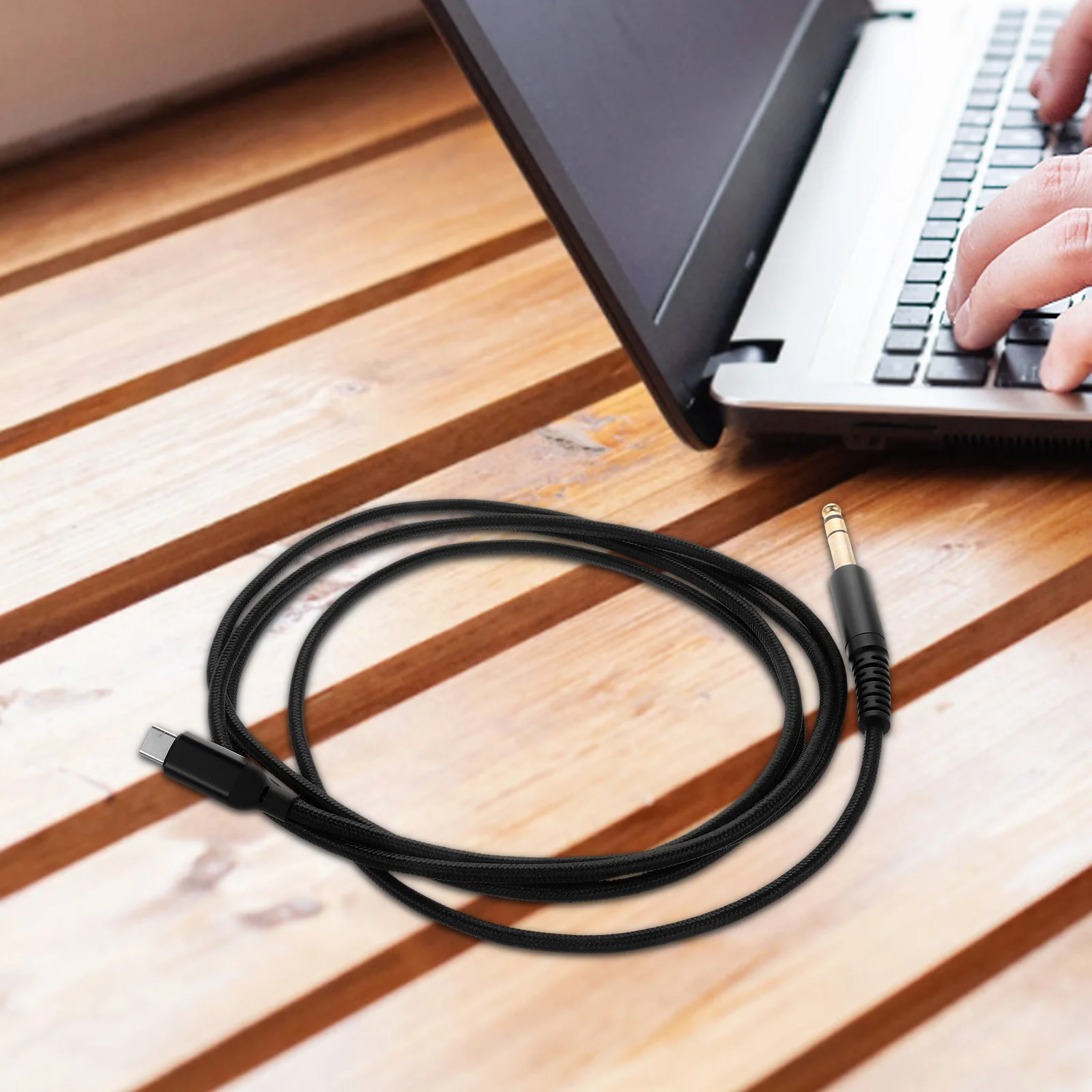 

Type-C to 6.35mm Cable Digital Chip Superior Audio Quality Trs Adapter for Electric Guitar Amps Headphones Portable Recording