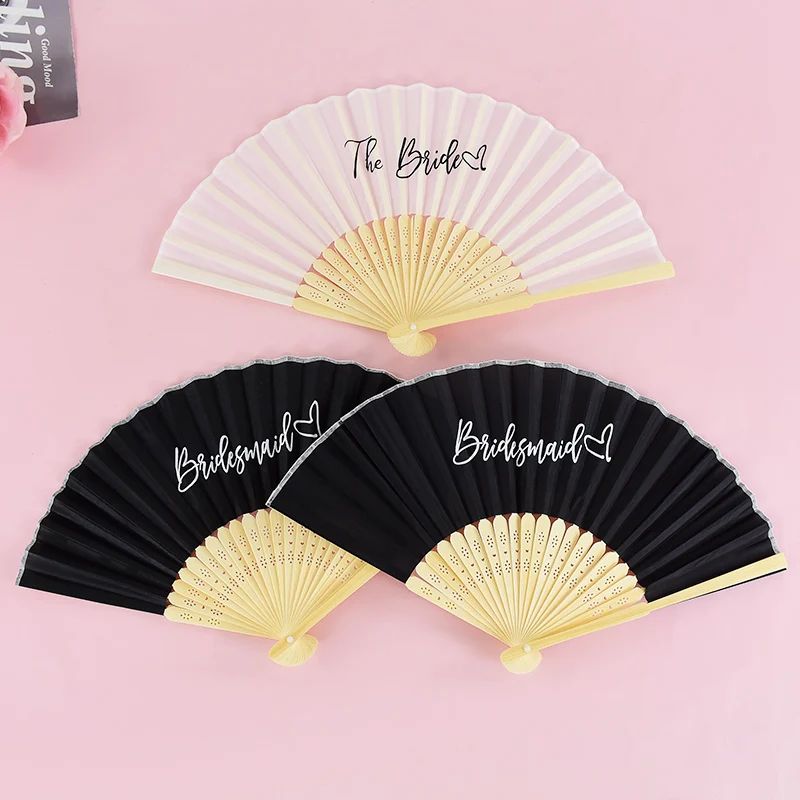 1Pc Bride Bridesmaid Hand Fan Summer Beach Wedding Engagement Bach Weekend Bachelorette Hen Party Bridal Shower Honeymoon Gift