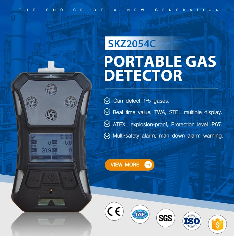 SKZ2054C-Detektor für giftige Gase für die Industriewissenschaft. Kleiner Mehrgasdetektor mit persönlichem Schutz und Pumpe für H2S O2 CO CH – Detail 1