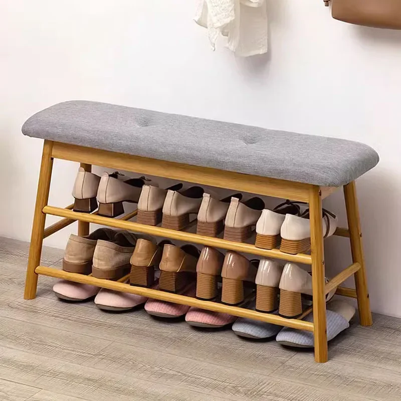 

Long Bedside Shoe Storage Bench With Seat Multifunctional Compact Entryway Cabinet Modern Apartment Space Organizer