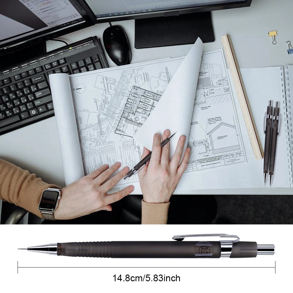 8 teile/satz 0,3/0,5/0,7/0,9mm Druckbleistift Set mit Integriertem Radiergummi, Dreieck Griff Automatische Bleistift für Schule Schreiben Liefert – Detail 1