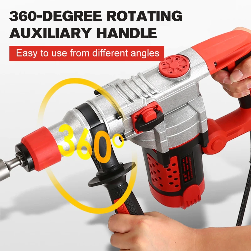 220V Rotary Electric Hammer Impact Drill 2200W Electric Concrete Demolition Hammer Multi Function Electric Hammer Electric Pick