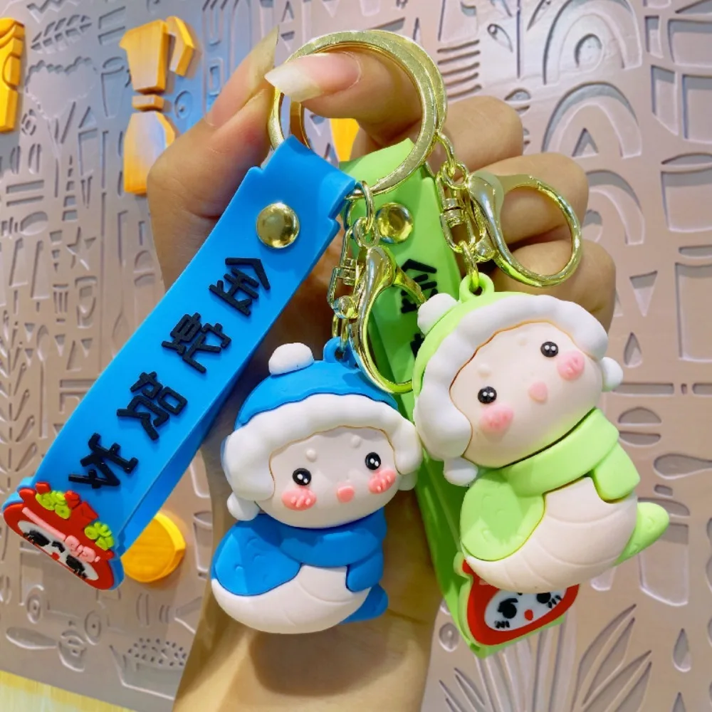 Cute Blush Snake Pendant Jewelry Bag Charm Cartoon Snake Keychain Ins Animal Zodiac Snake Year Key Ring Children Gifts