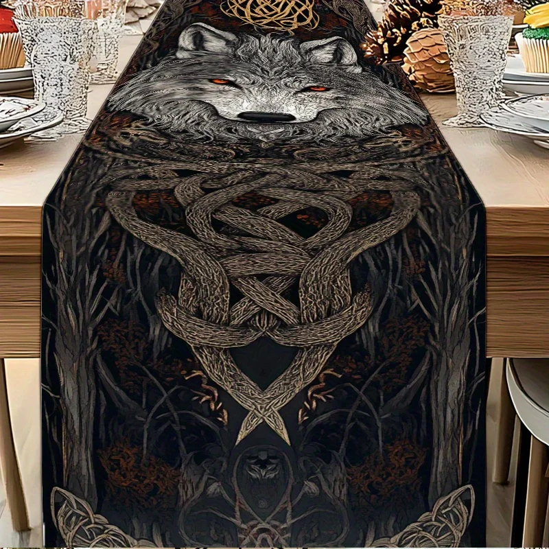 

1 шт., скатерть с тотемом мистического волка, кельтский узел, декор в лесном стиле, уникальный художественный гобелен для гостиной, спальни, домашний декор
