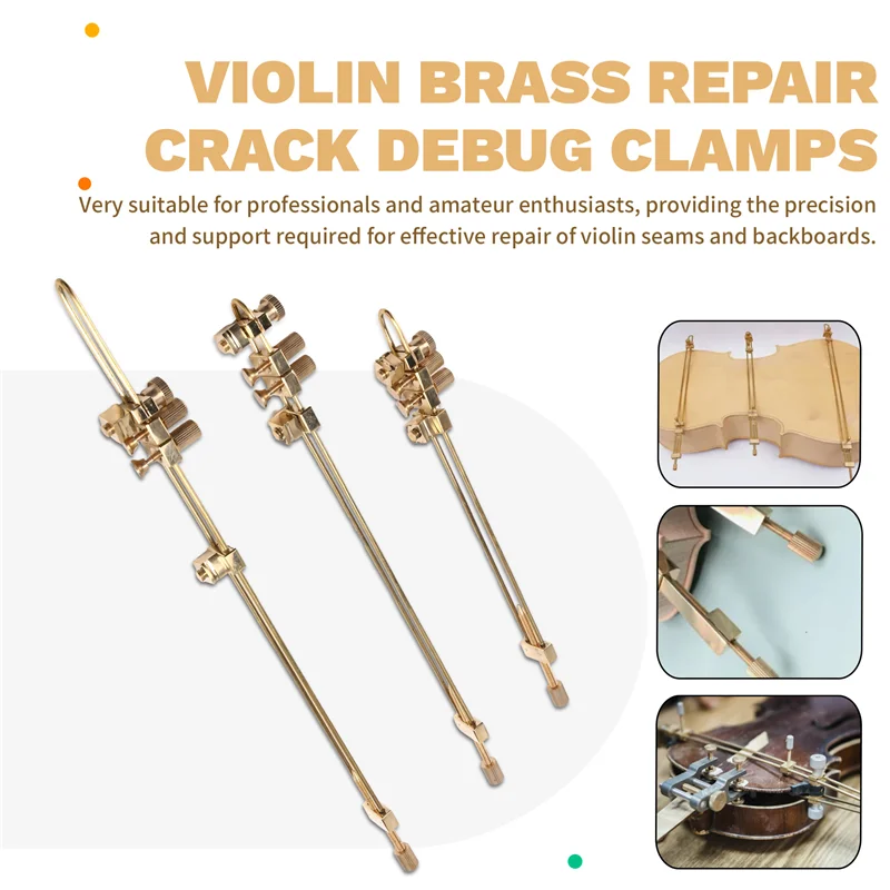 Luthier's Choice 3PCS Brass Clamps, Violin Repair And Debugging Tools For Middle Seams And Back Panels