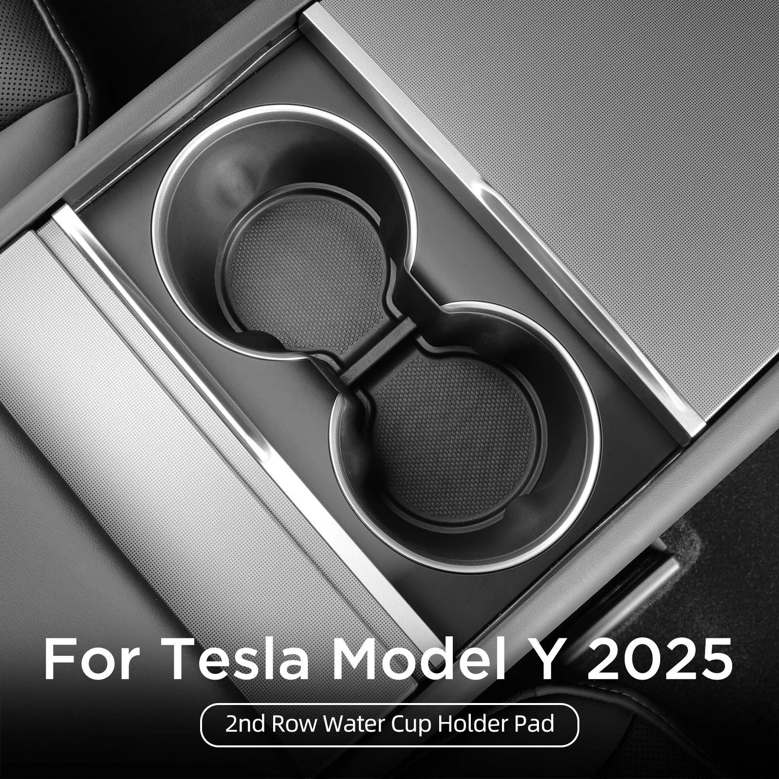 LUCKEASY Cup Pad für Tesla Model Y Launch 2025, Juniper Center Console Cup Coaster, Rückenreihe, rutschfestes Cup Pad, Zubehör, TPU – Detail 1