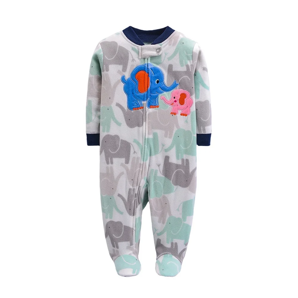 2023 Newborn Baby Clothes Long-Sleeve Polar Fleece Infant Baby Boy Romper Cute Animal Pattern Toddler Girls Jumpsuit