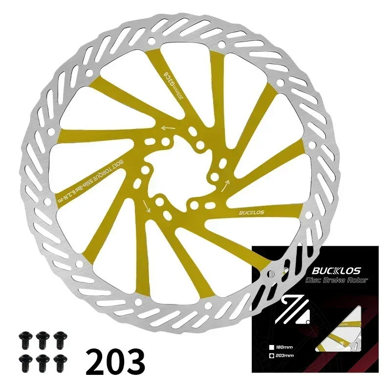 BUCKLOS Fahrradbremsscheibe G3 160 mm 180 mm 203 mm hydraulische Scheibenbremsscheiben mit 6 Schrauben für MTB-Mountainbike-Zubehör