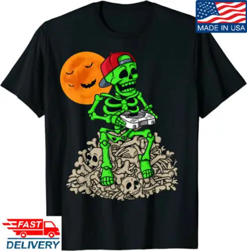 

Halloween Skeleton Gamer Boys Kids Teens Gaming T-Shirt, Nice Halloween T-Shirt