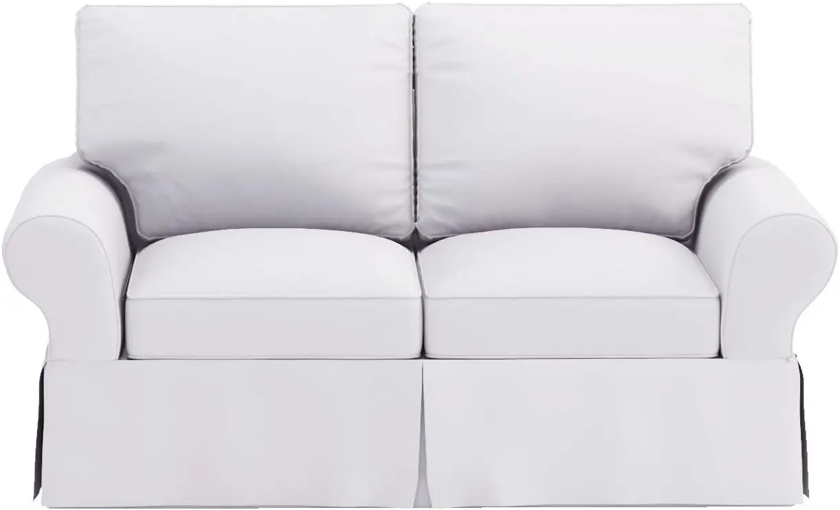 The Cotton Sofa Cover is 2 Seat Sofa Slipcover Replacement. It Fits Pottery Barn PB Basic Loveseat Sofa (Basic White)