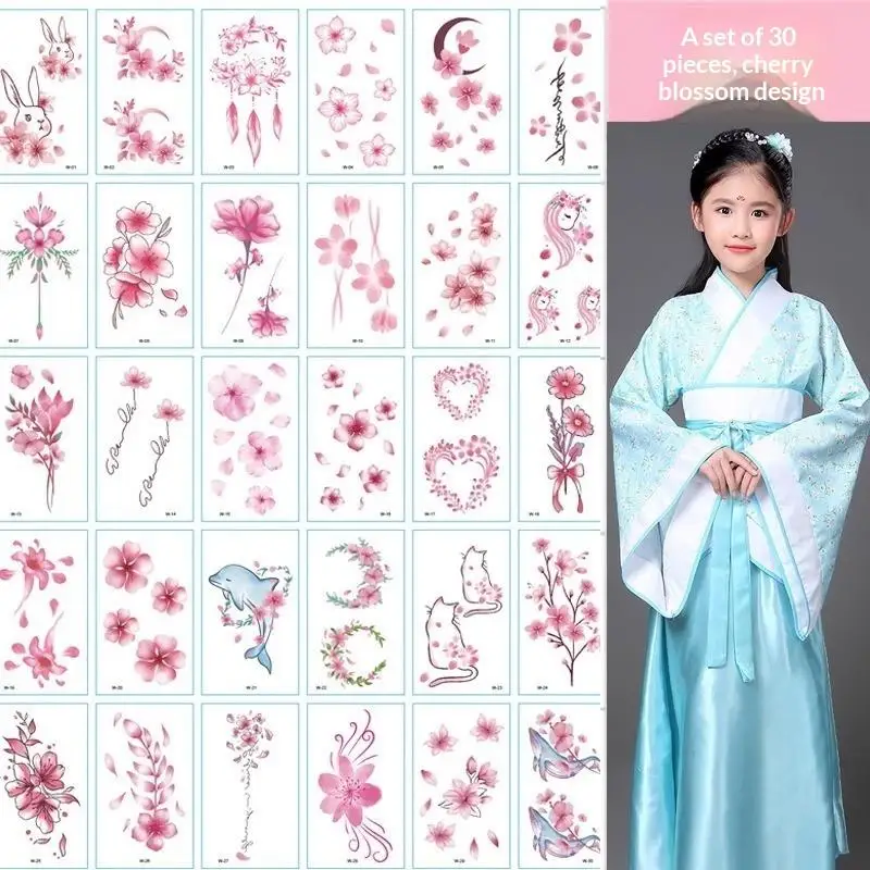 30pcs Waterproof Temporary Tattoo Sticker 3D Color Butterfly Rose Flower Feather Fake Tattoo for Women Girls Body Art Party view 4