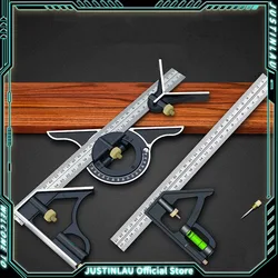 30/60CM Multifunctional Angle Ruler Combination Square Stainless Steel Combo Square Carpentry Tools Carpenter Square Metal Ruler