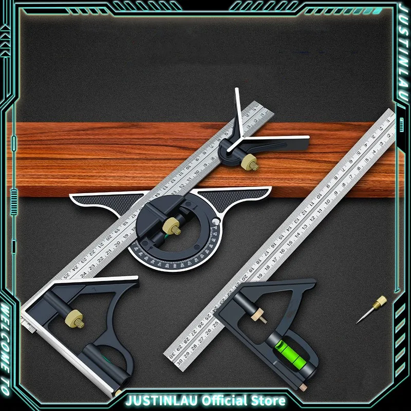 30/60CM Multifunctional Angle Ruler Combination Square Stainless Steel Combo Square Carpentry Tools Carpenter Square Metal Ruler