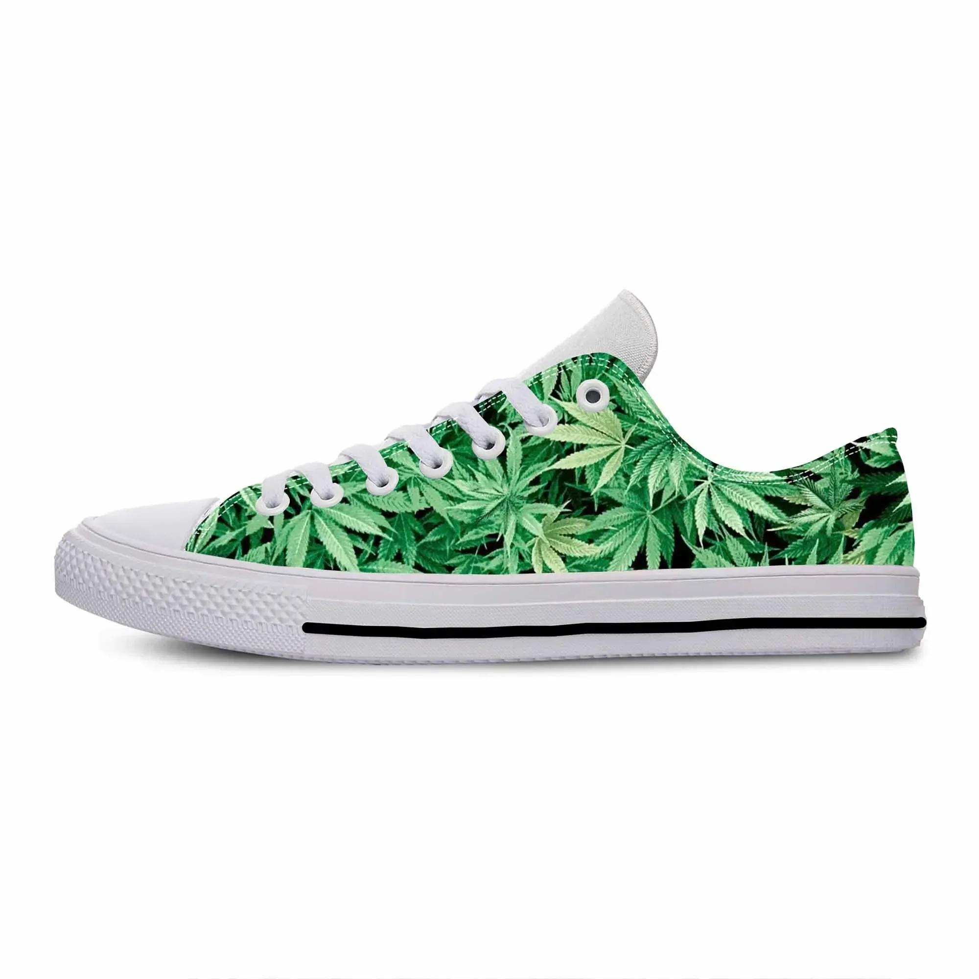 Rokende Marihuana Wiet Hennepblad Bladeren Pot 420 Casual Doek Schoenen Lage Top Comfortabele Ademende 3d Print Heren Dames Sneakers