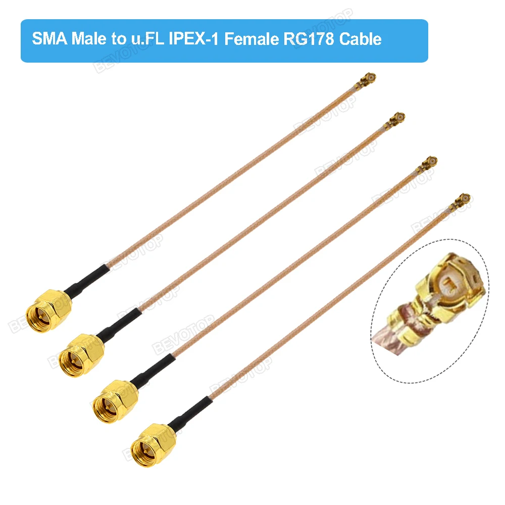 2pcs  Cable uFL///-1 Female to SMA Female/Male WIFI Antenna RF Cable RG178 Pigtail Extension BEVOTOP